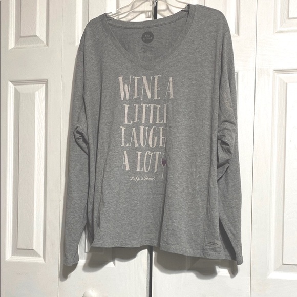 Life is Good gray long sleeve gray wine tea shirt size XXXL - Picture 1 of 11